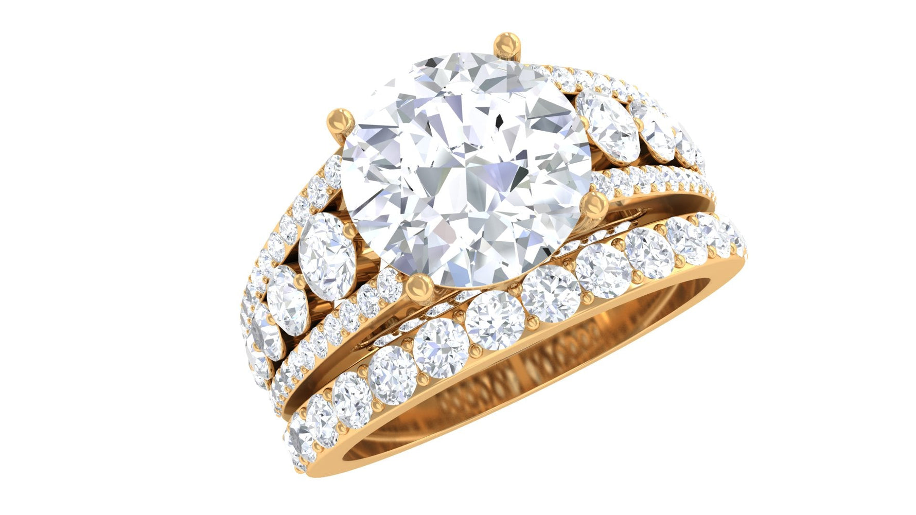 Zircon Designer Wedding Ring Set with Band