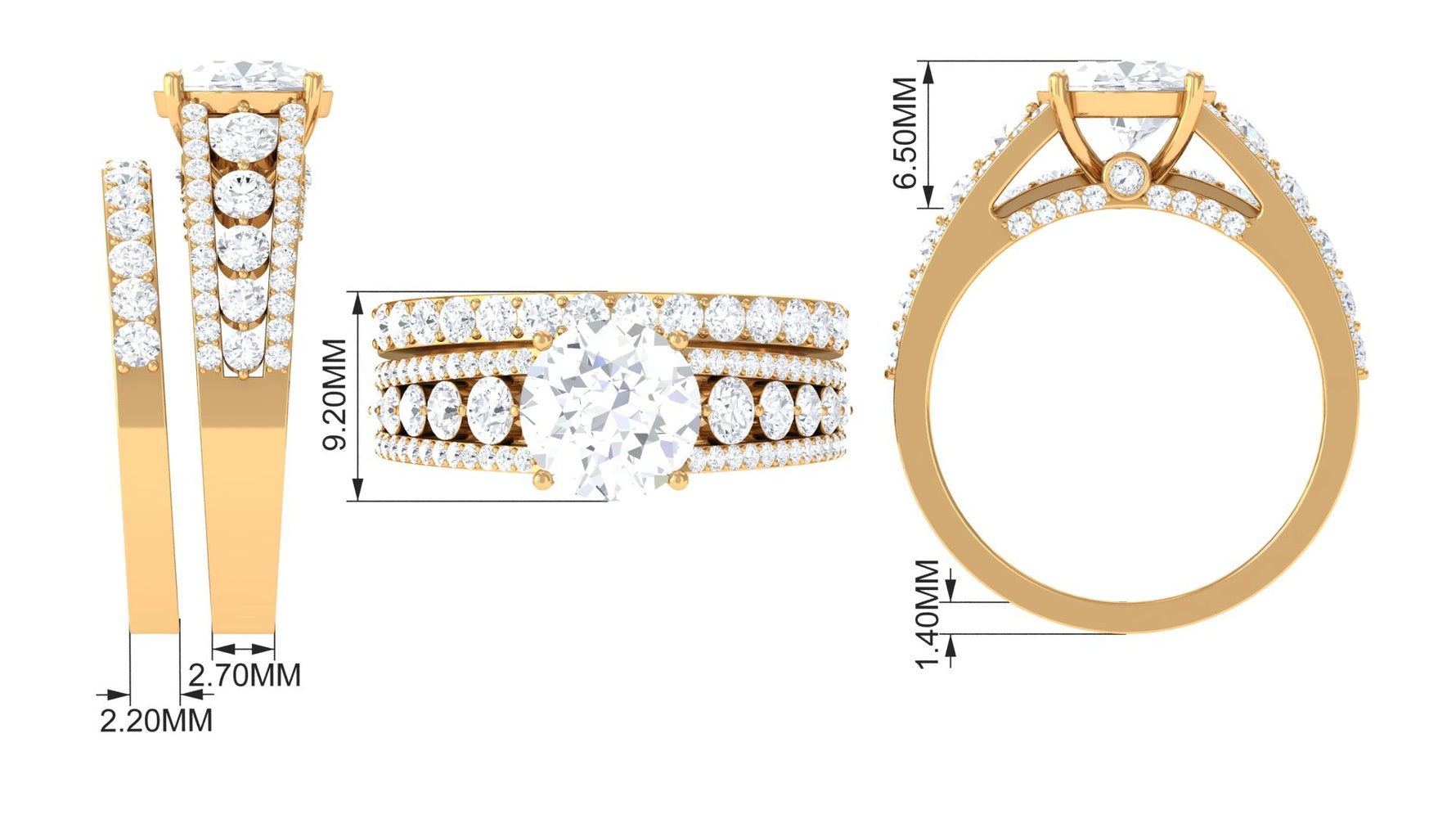 Zircon Designer Wedding Ring Set with Band