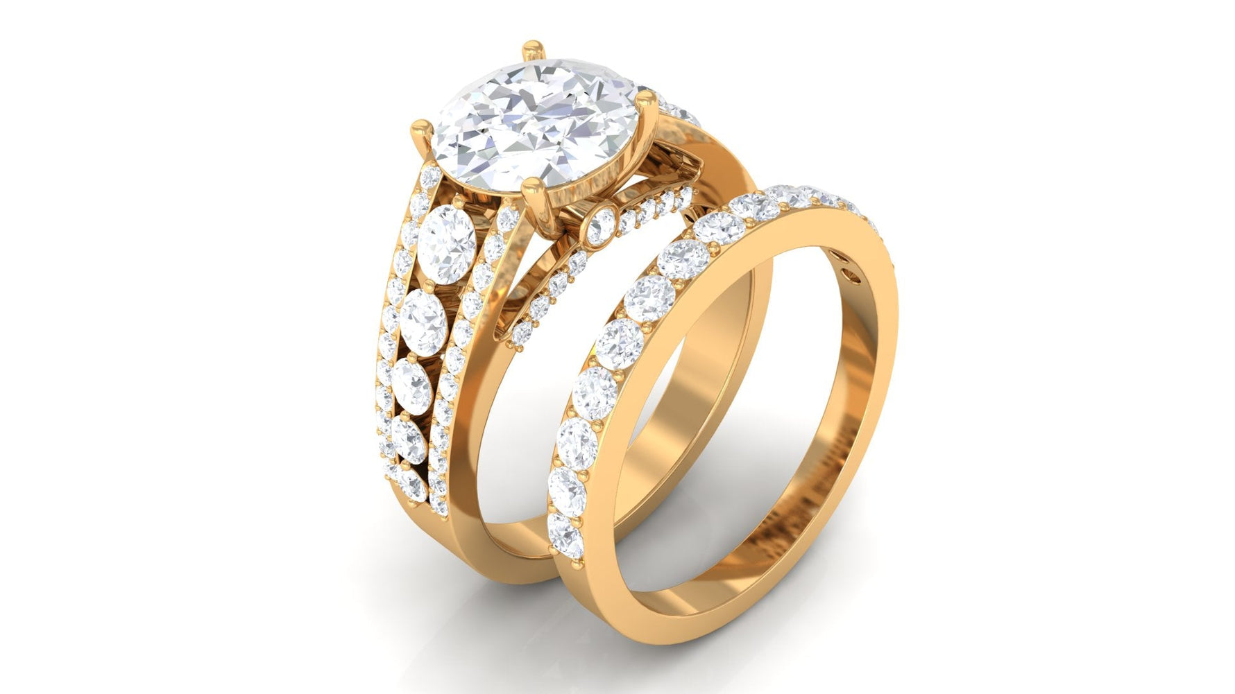 Zircon Designer Wedding Ring Set with Band