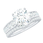 Certified 2 CT Moissanite Engagement Ring with Wedding Band