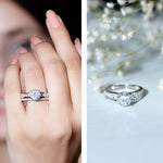 Certified 2 CT Moissanite Engagement Ring with Wedding Band