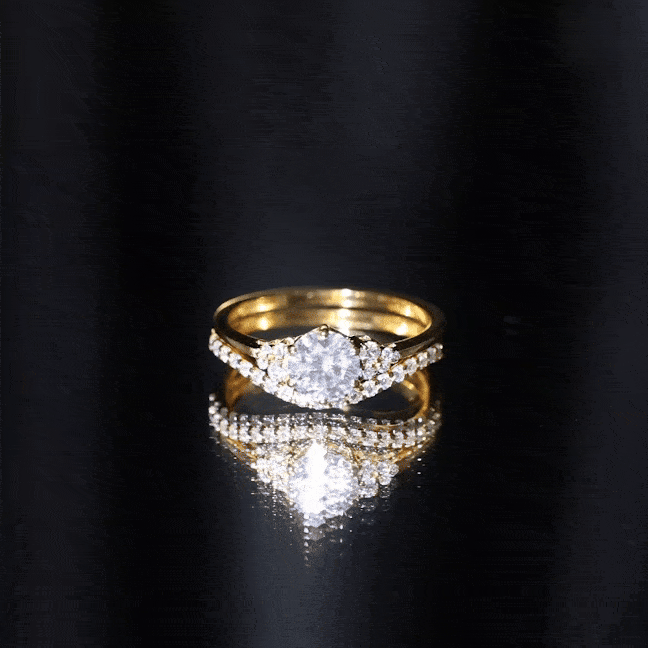 6 MM Round Cut Moissanite Wedding Ring Set For Bride