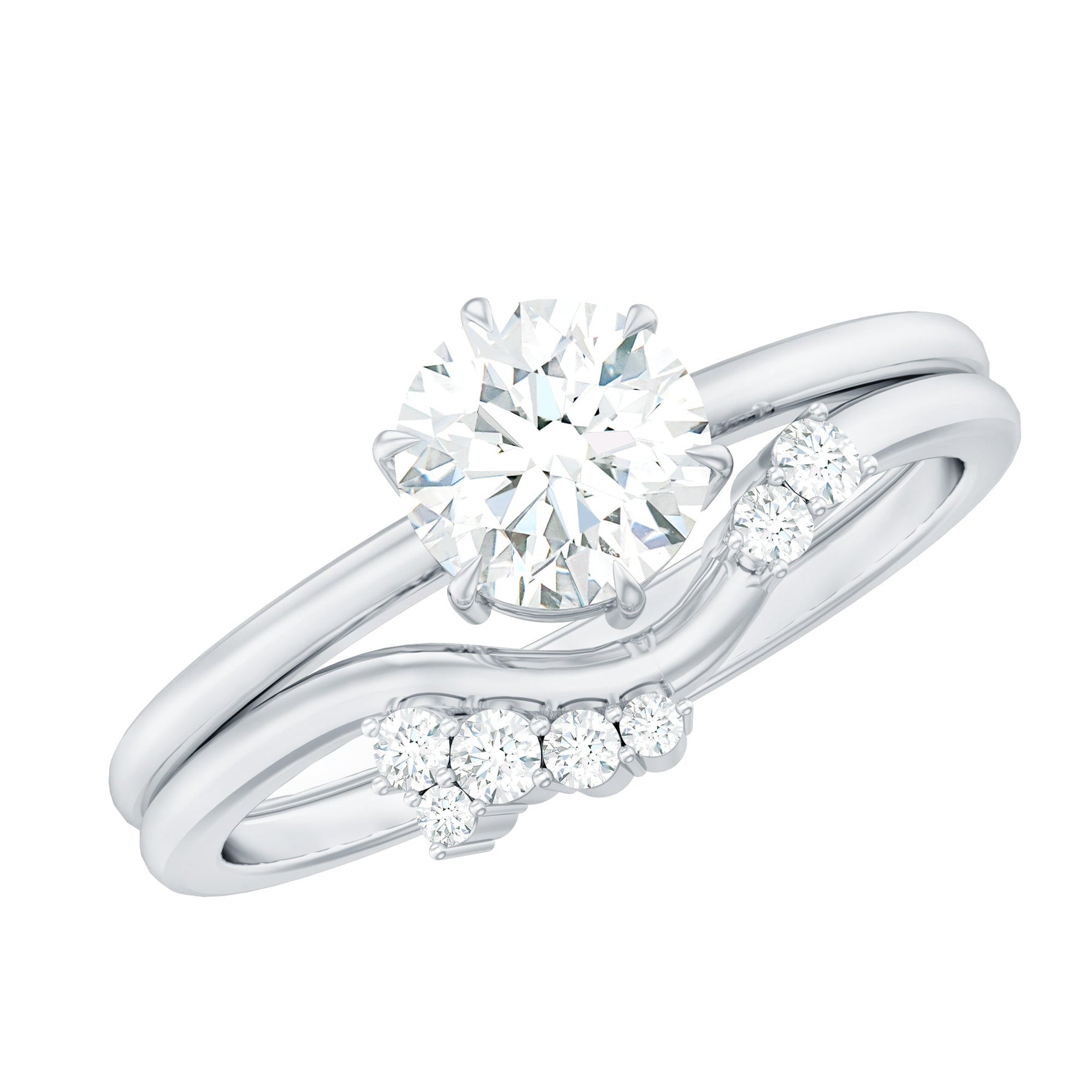 Solitaire Moissanite Wedding Ring Set for Her