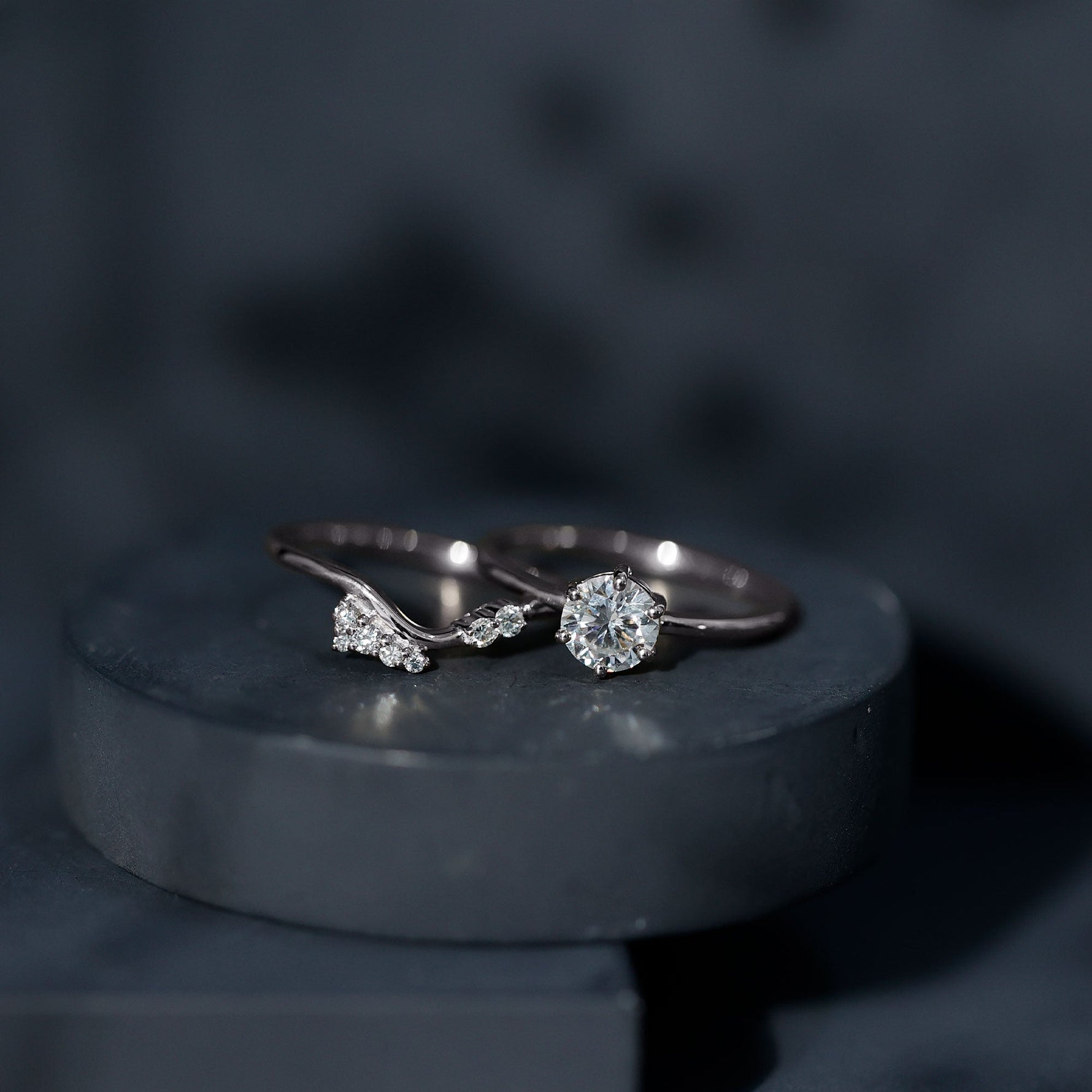 Solitaire Moissanite Wedding Ring Set for Her