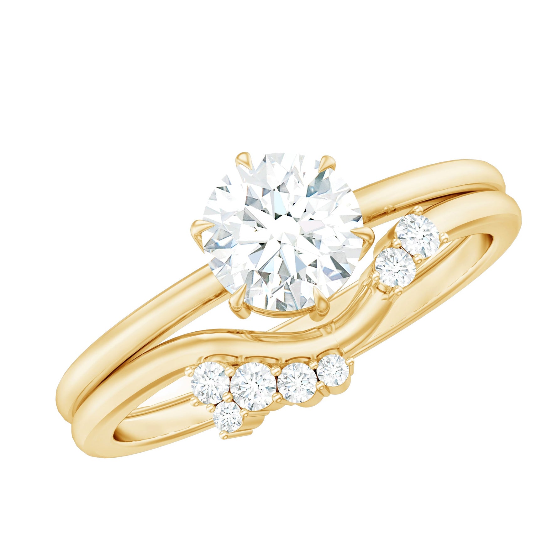 Solitaire Moissanite Wedding Ring Set for Her