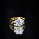 Emerald Cut Moissanite East West Wedding Ring Set