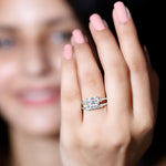 Emerald Cut Moissanite East West Wedding Ring Set