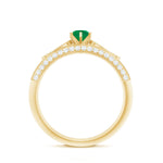 Vintage Looking Emerald Diamond Engagement Wedding Ring Set of 2