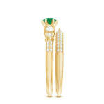 Vintage Looking Emerald Diamond Engagement Wedding Ring Set of 2