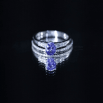 Natural Tanzanite Oval Engagement Ring with Wedding Band