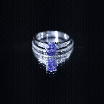 Natural Tanzanite Oval Engagement Ring with Wedding Band