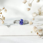 Natural Tanzanite Oval Engagement Ring with Wedding Band