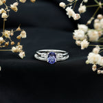Natural Tanzanite Oval Engagement Ring with Wedding Band