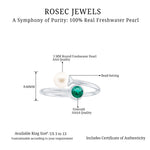 2 CT Freshwater Pearl Solitaire with Created Emerald Wedding Ring