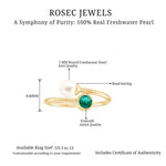 2 CT Freshwater Pearl Solitaire with Created Emerald Wedding Ring