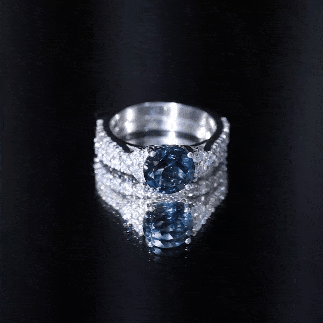 8 mm London Blue Topaz Wedding Ring Set with Moissanite Band