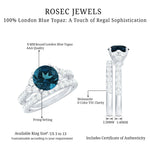 8 mm London Blue Topaz Wedding Ring Set with Moissanite Band