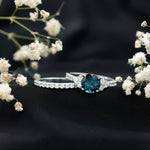8 mm London Blue Topaz Wedding Ring Set with Moissanite Band