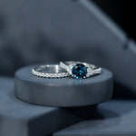 8 mm London Blue Topaz Wedding Ring Set with Moissanite Band