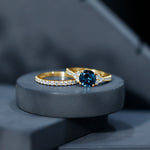 8 mm London Blue Topaz Wedding Ring Set with Moissanite Band