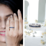 Certified Blue Sapphire Diamond Braided Wedding Ring