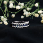 Certified Blue Sapphire Diamond Braided Wedding Ring