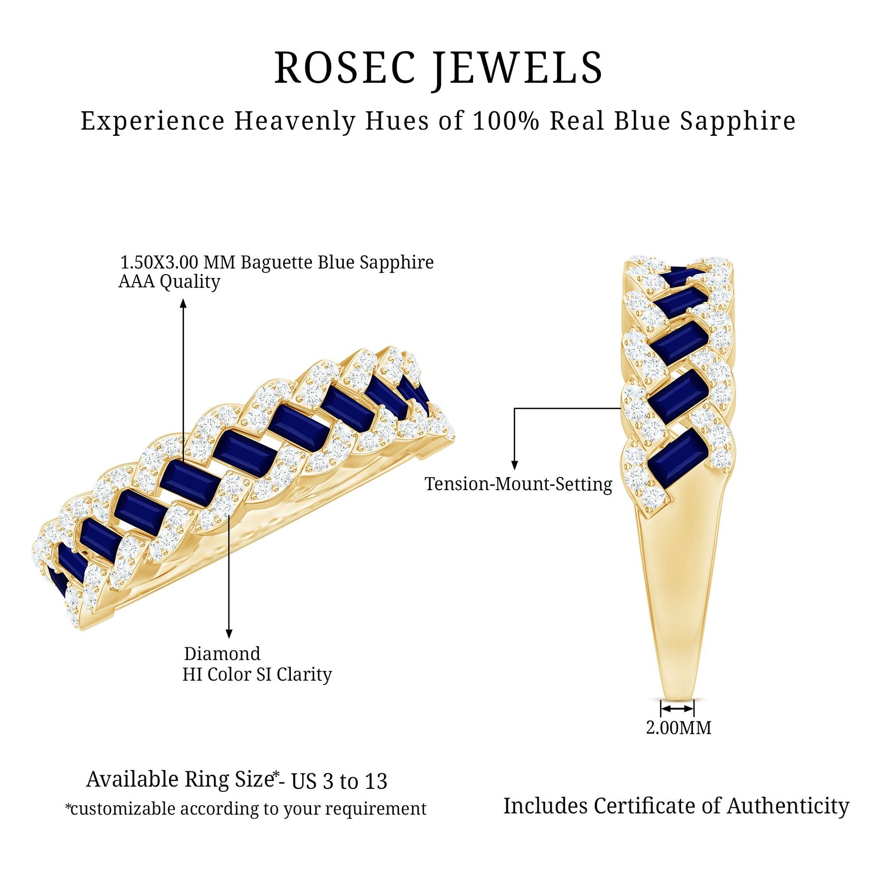 Certified Blue Sapphire Diamond Braided Wedding Ring