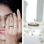 Certified Blue Sapphire Diamond Braided Wedding Ring