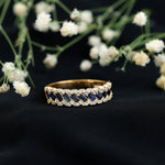Certified Blue Sapphire Diamond Braided Wedding Ring