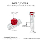 Certified Lab Grown Ruby and Moissanite Wedding Ring Set For Her