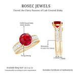 Certified Lab Grown Ruby and Moissanite Wedding Ring Set For Her