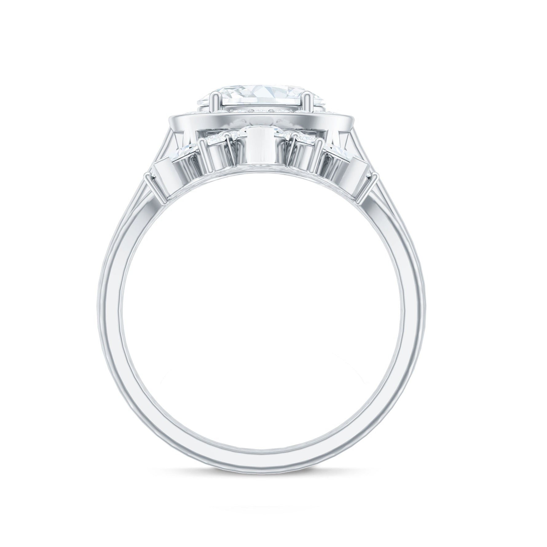 Designer Moissanite Oval Halo Wedding Ring Set with Certificate