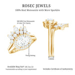 Designer Moissanite Oval Halo Wedding Ring Set with Certificate