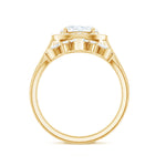 Designer Moissanite Oval Halo Wedding Ring Set with Certificate