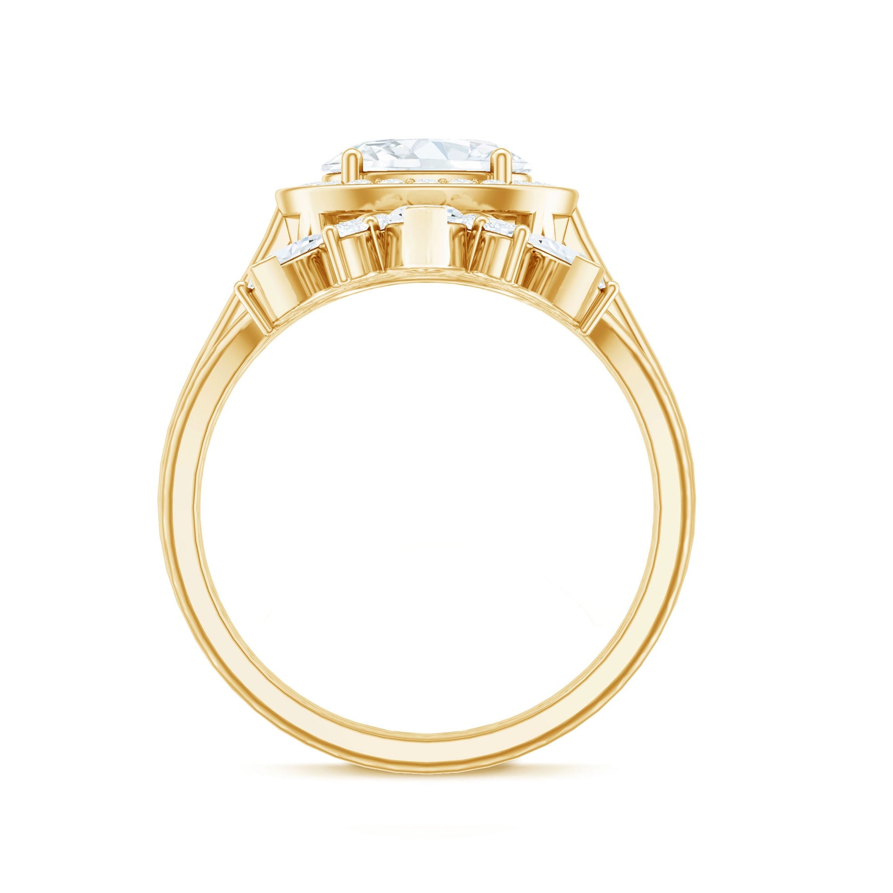 Designer Moissanite Oval Halo Wedding Ring Set with Certificate