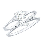 Certified Round Moissanite Modern Wedding Ring Set