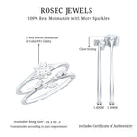 Certified Round Moissanite Modern Wedding Ring Set