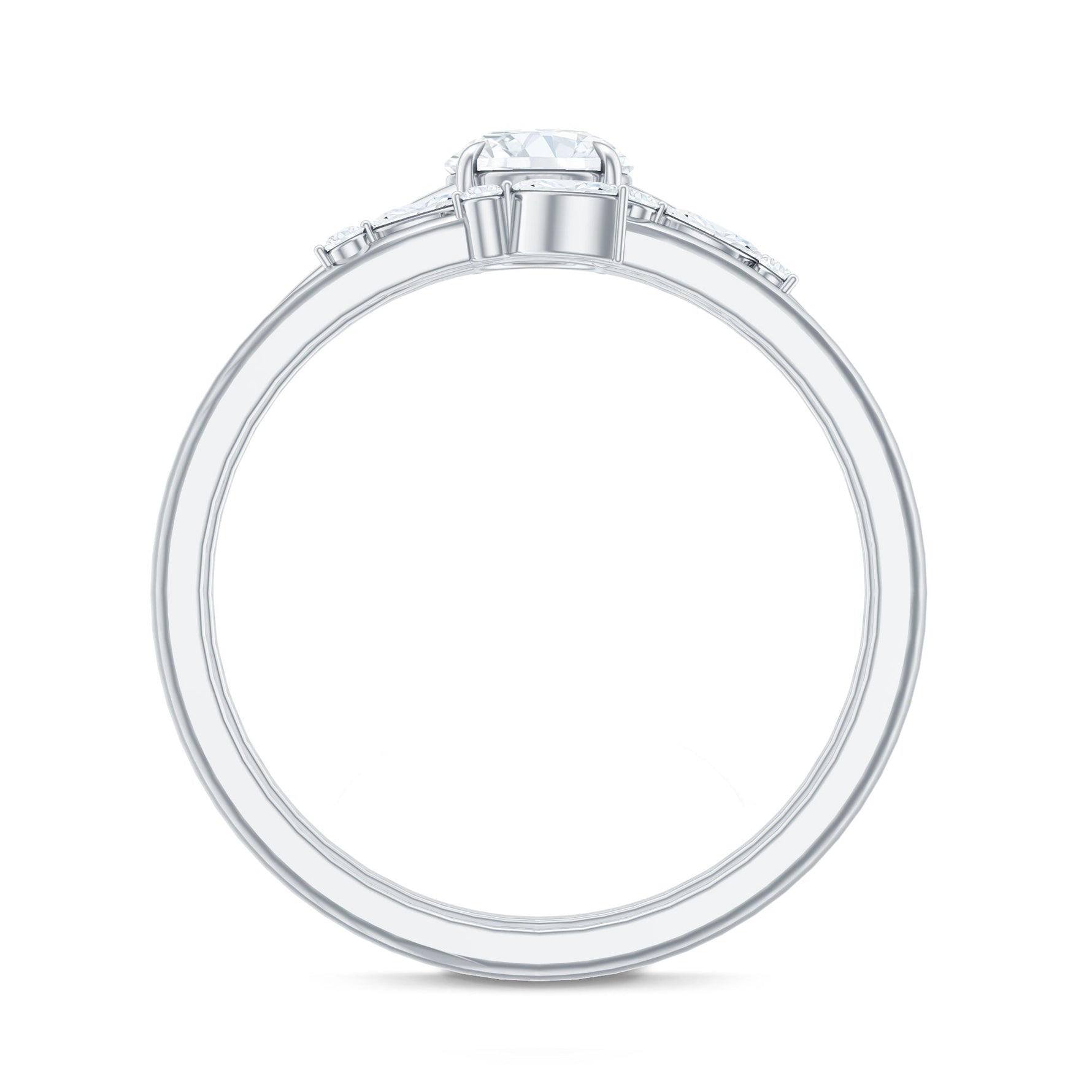 Certified Round Moissanite Modern Wedding Ring Set