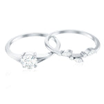 Certified Round Moissanite Modern Wedding Ring Set