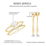 Certified Round Moissanite Modern Wedding Ring Set