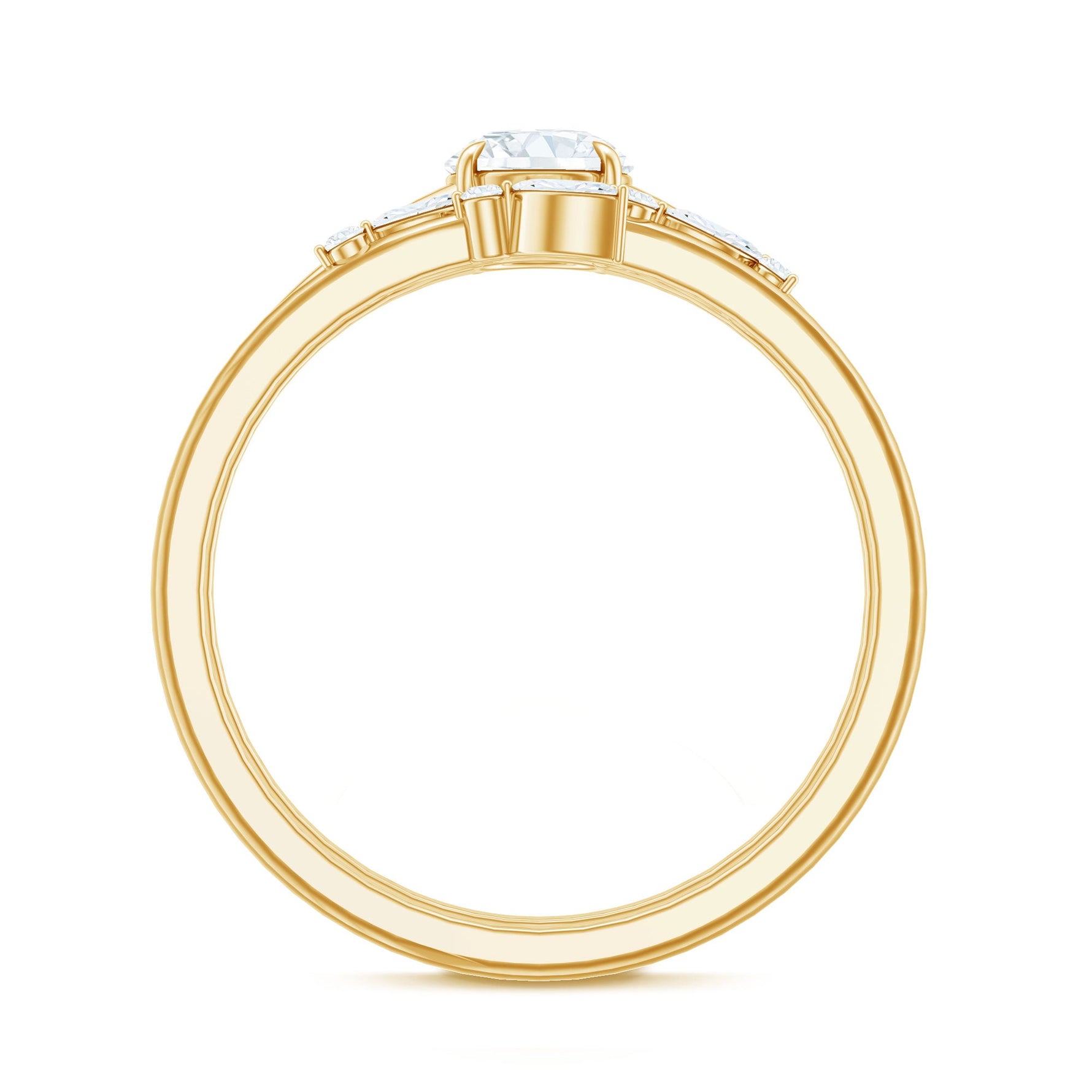 Certified Round Moissanite Modern Wedding Ring Set