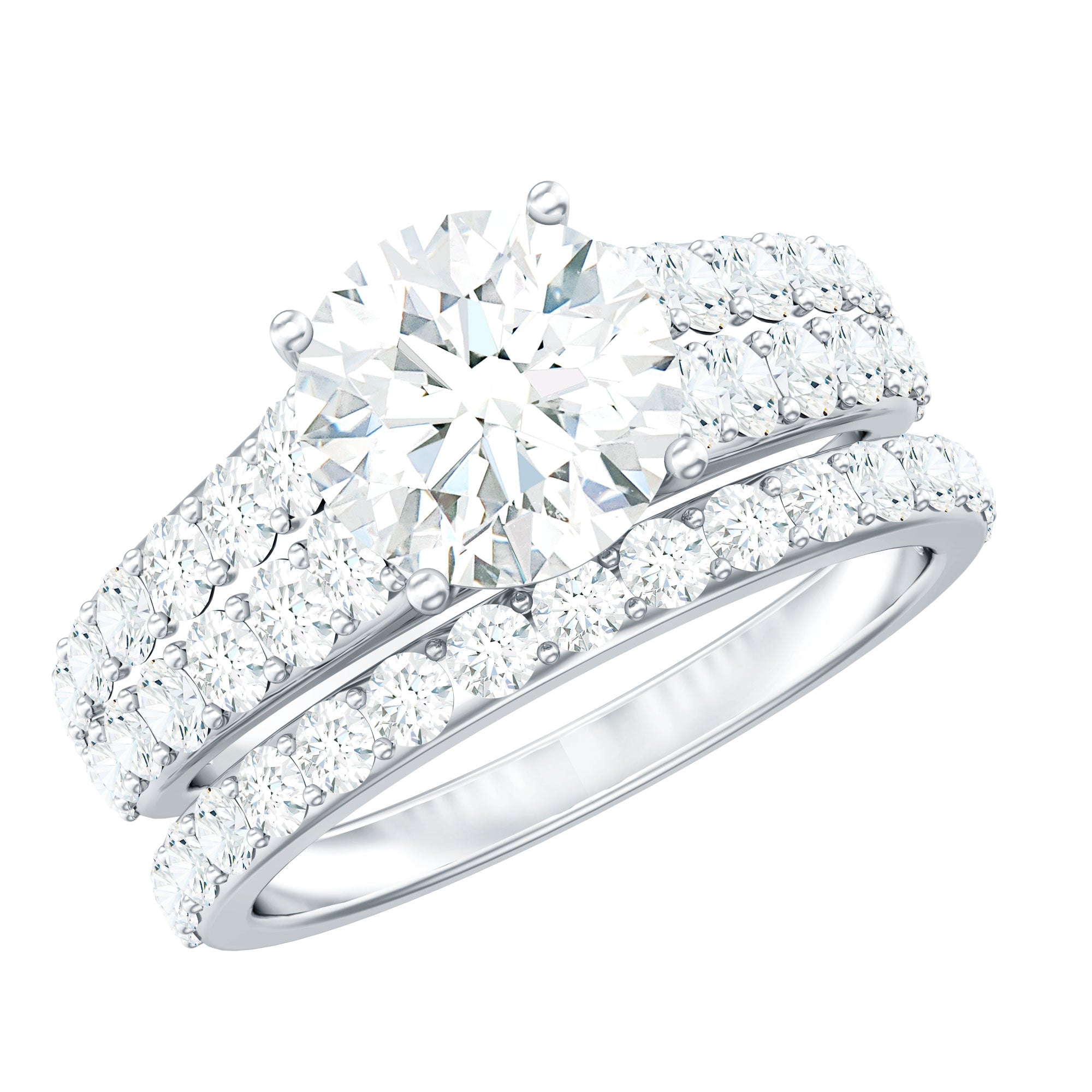 8 MM Zircon Wedding Ring Set in Prong Setting