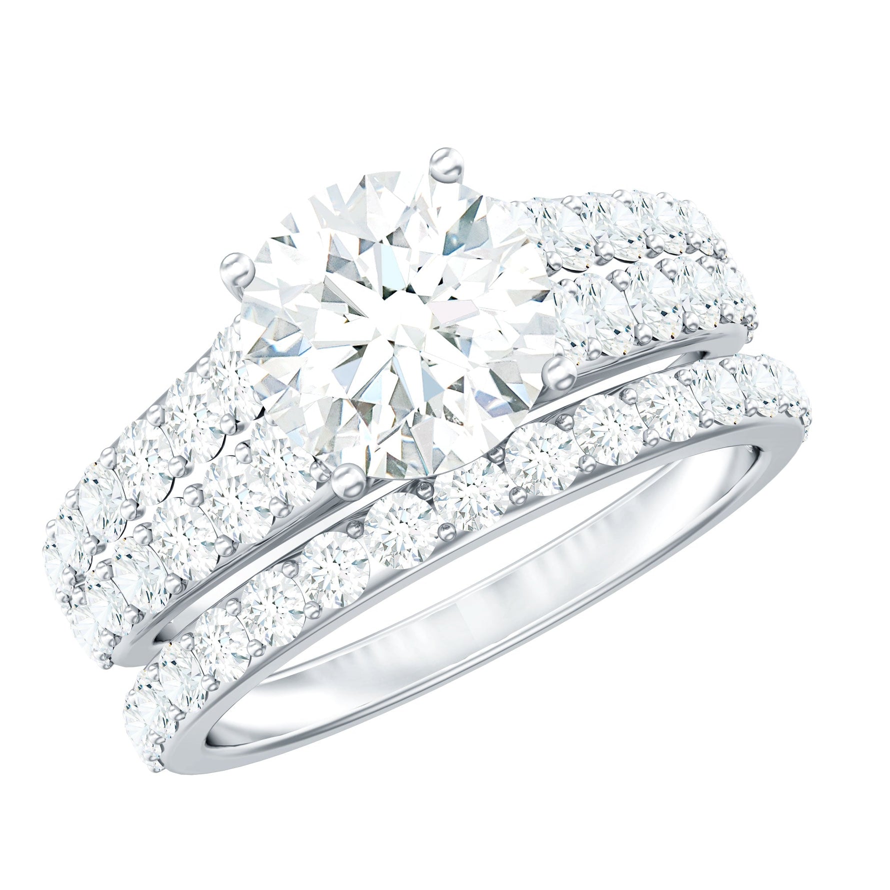 8 MM Zircon Wedding Ring Set in Prong Setting