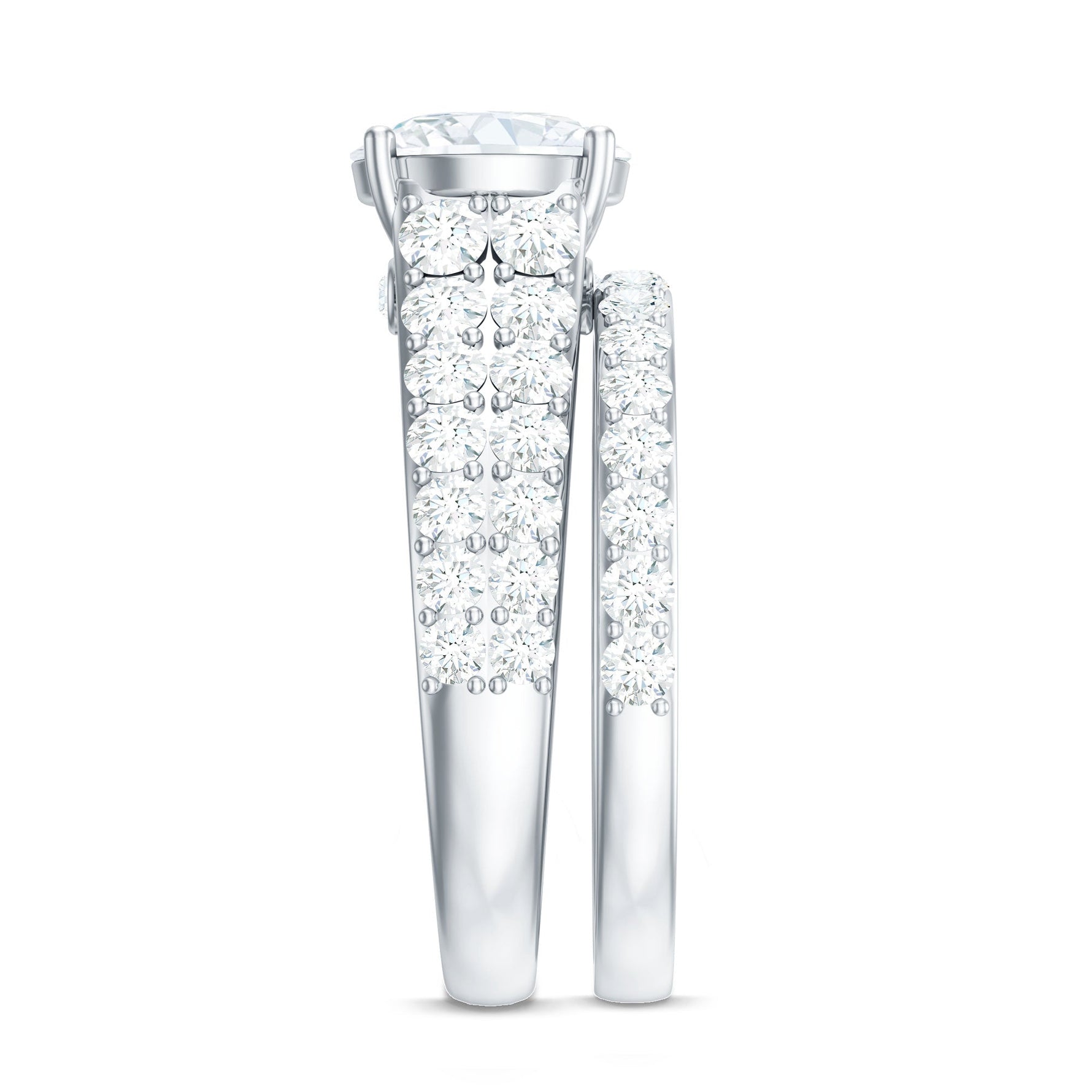 8 MM Zircon Wedding Ring Set in Prong Setting