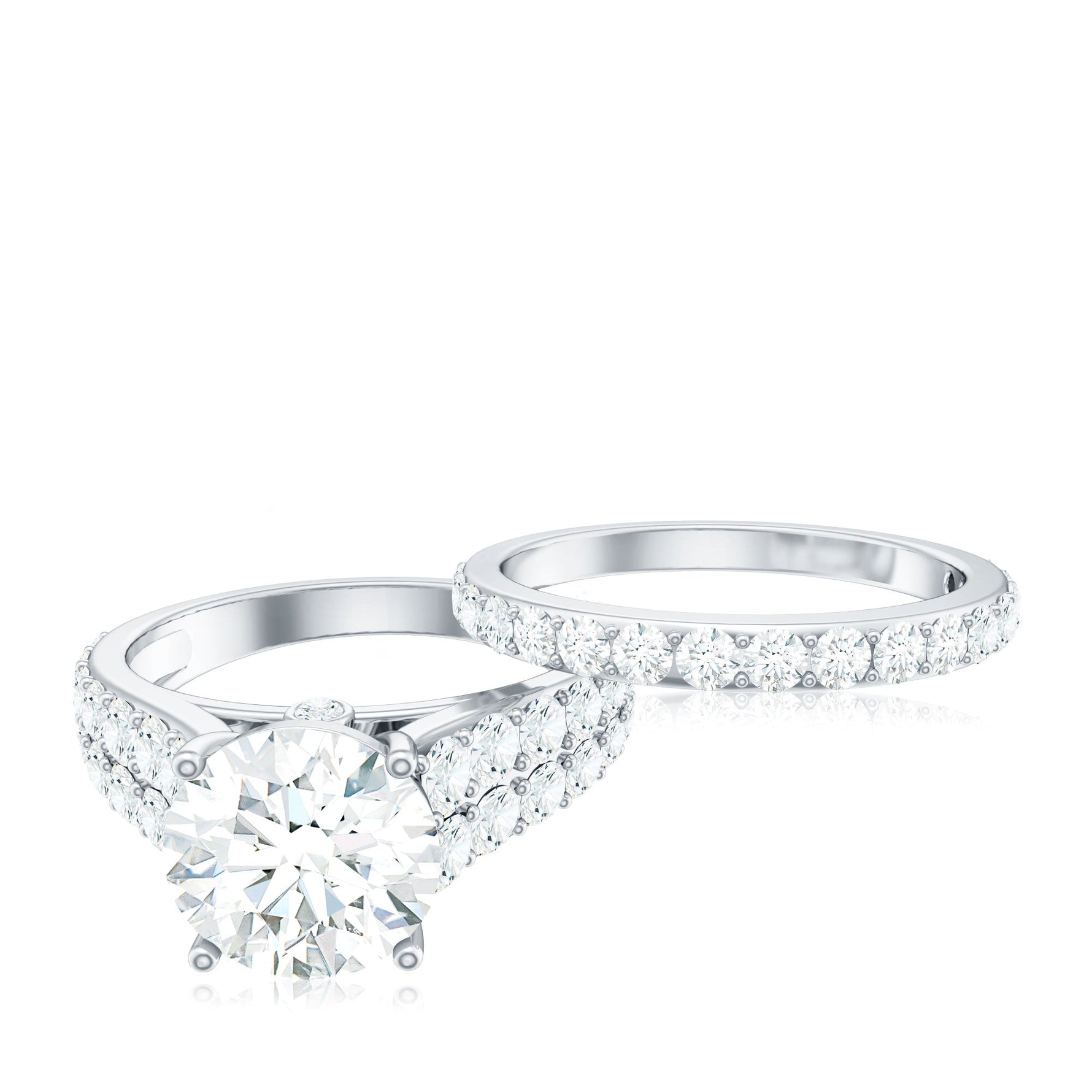 8 MM Zircon Wedding Ring Set in Prong Setting