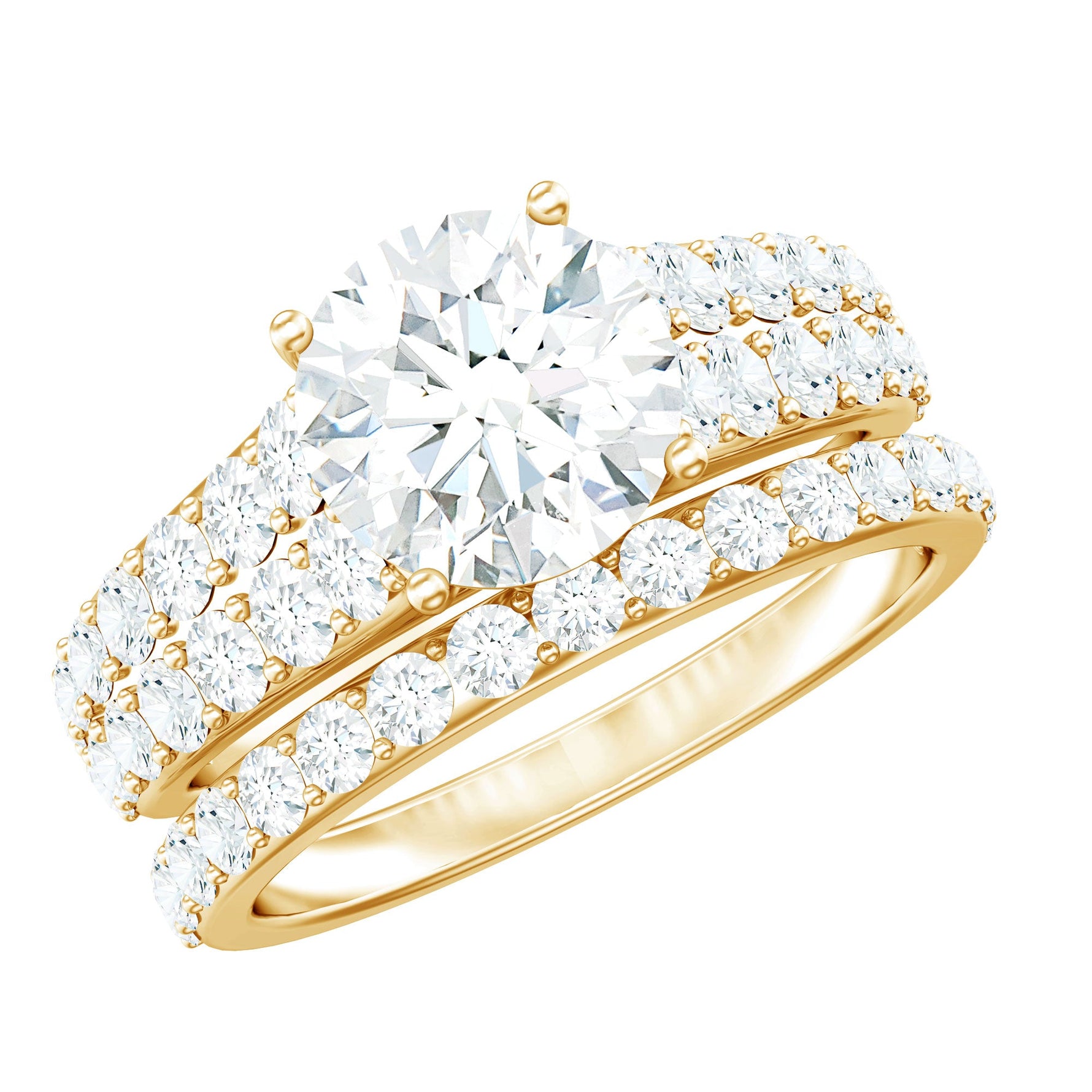 8 MM Zircon Wedding Ring Set in Prong Setting