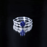 Created Blue Sapphire Wedding Ring Set With Diamond