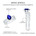 Created Blue Sapphire Wedding Ring Set With Diamond