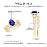 Created Blue Sapphire Wedding Ring Set With Diamond