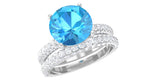 3.75 CT Swiss Blue Topaz and Moissanite Wedding Ring Set